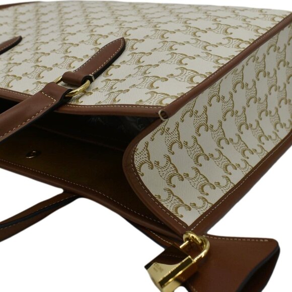 Celine  Horizontal Cabas Triomphe Canvas Tote Cream - Picture 6 of 13